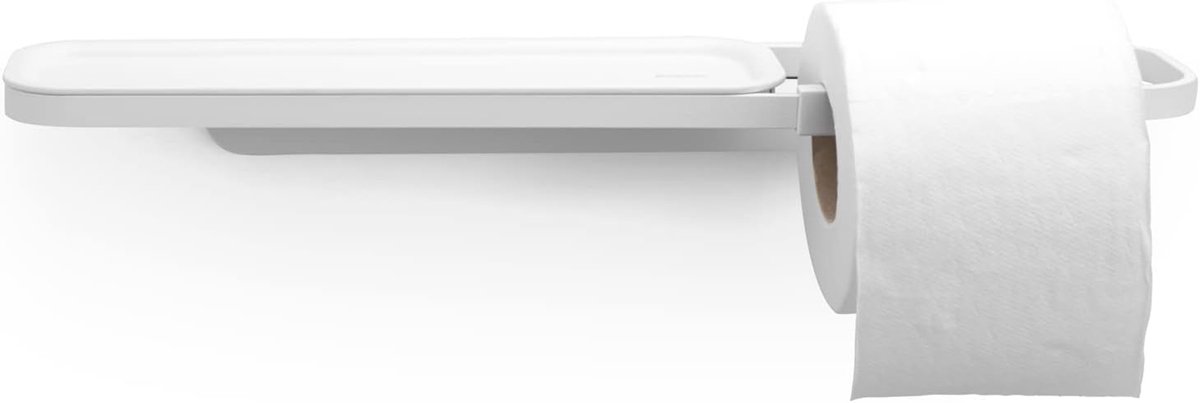 Famanu – Toiletrolhouder met geïntegreerde plank, geschikt voor standaard rollen, wandmontage, corrosiebestendig, wit