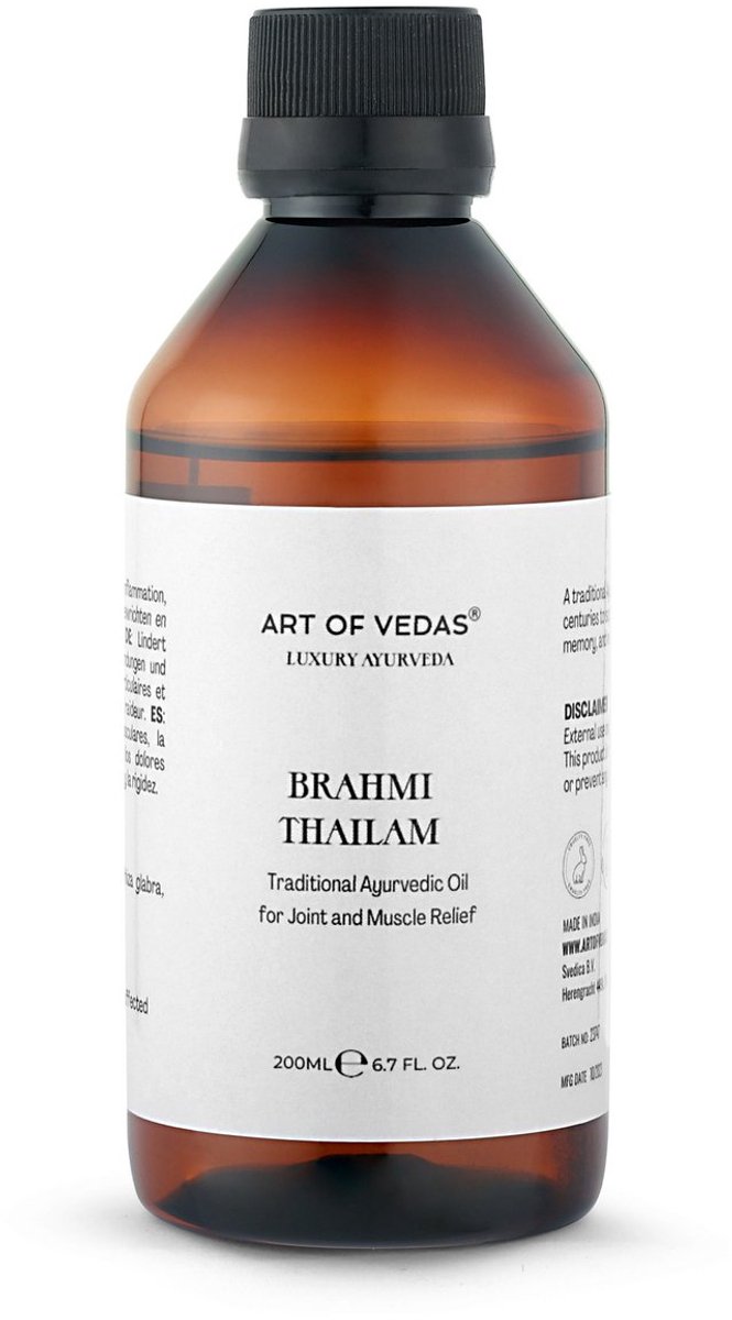 Brahmi Thailam | Kruidenhuid- en hoofdmassageolie voor mentale duidelijkheid en haarvoeding (1000ml)