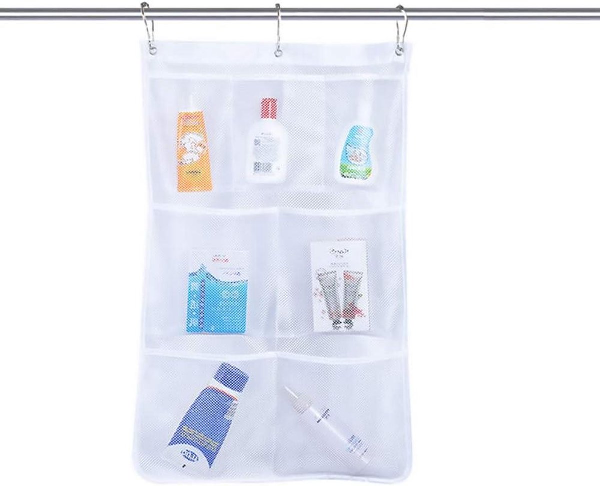 Mesh Douche Organizer met 7 Opbergzakken voor Sneldrogende Badkamer Opslag