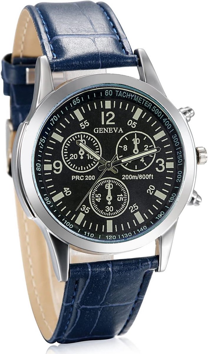 Heren Quartz Horloge met Leren Band voor Zakelijk Casual Gebruik