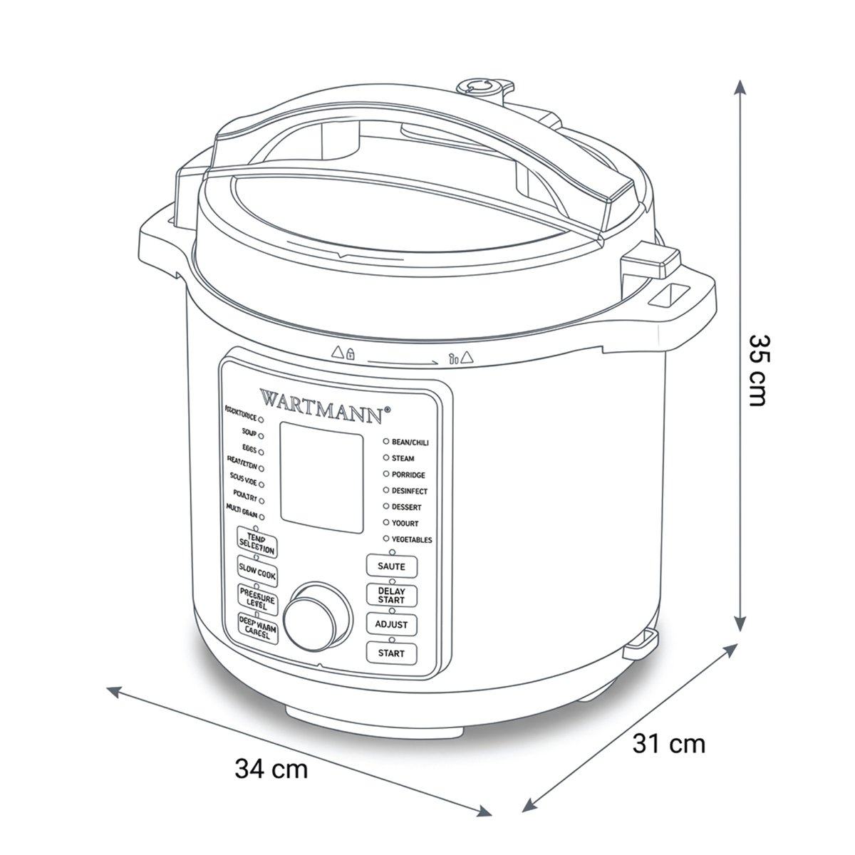Wartmann Multicooker - Slowcooker - Rijst Koker - Snelkookpan - Sous Vide - BPA en PFAS Vrij - 6 liter - RVS Binnenpan - Duurzaam - Energiezuinig - Vaatwasserbestendig - 16 in 1 - Veilig – foto 7