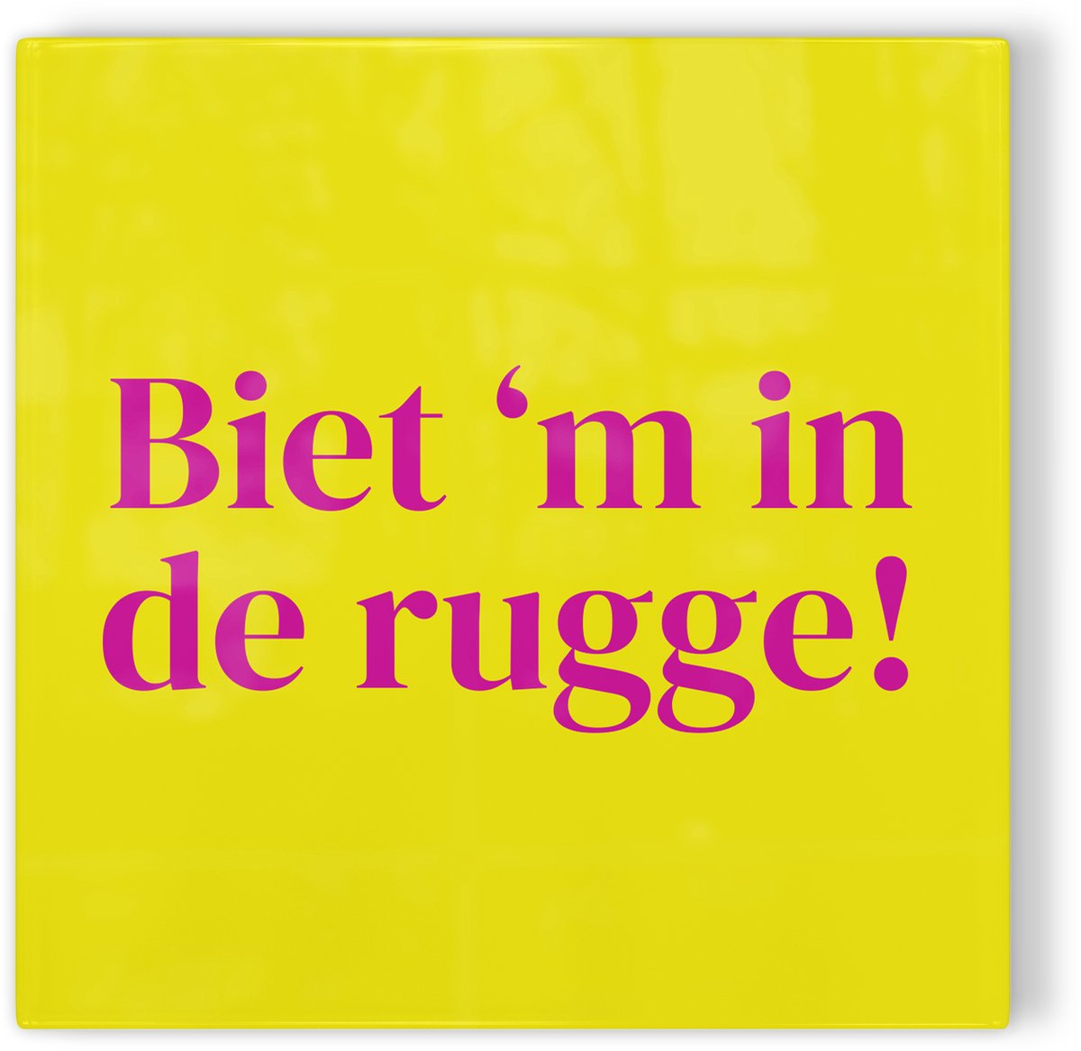 Tegeltje Deventer Biet ’m in de rugge! - geel roze - tegeltje stad - tegeltje met tekst