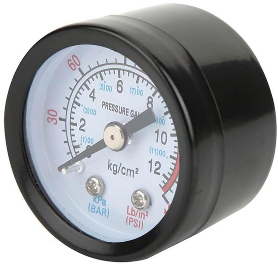 Luftkompressor-Manometer 0–180 PSI / 0–12 Bar – 50 Mm Gehäuse – 1/4″ Außengewinde – Robustes Eisengehäuse