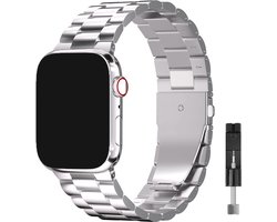 Stravo Stalen bandje - Geschikt voor Apple Watch 42mm (Series 11/10), 41mm (Series 9/8/7), 40mm (Series 6/5/4, SE 1/2/3), 38mm (Series 3/2/1) - RVS Horlogebandje - Zilver