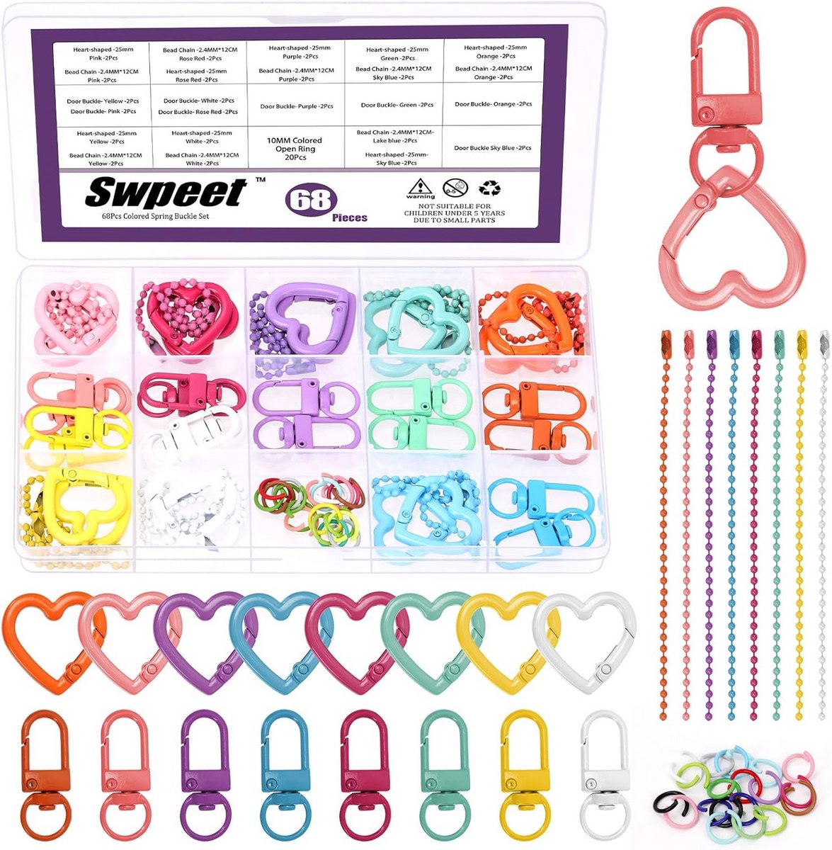 Set Karabijnhaak Sleutelhangers met Clips voor Portemonnee en Riem