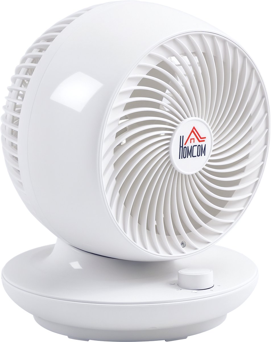 HOMCOM Luchtcirculatieventilator - Kunststof - 27x27x34cm - Wit