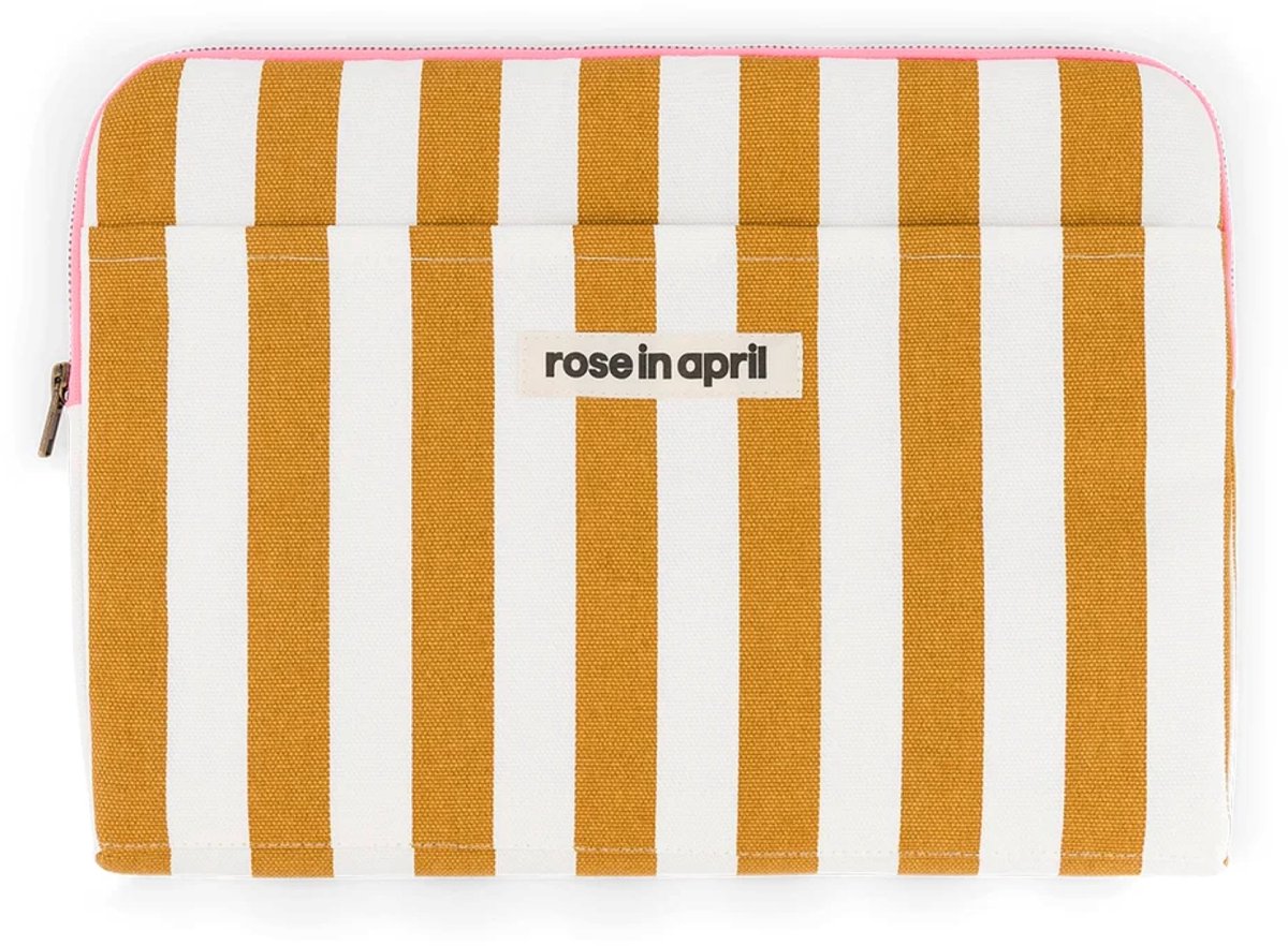 Rose in April Laptophoes 13 & 14" Ecru Caramel Strepen