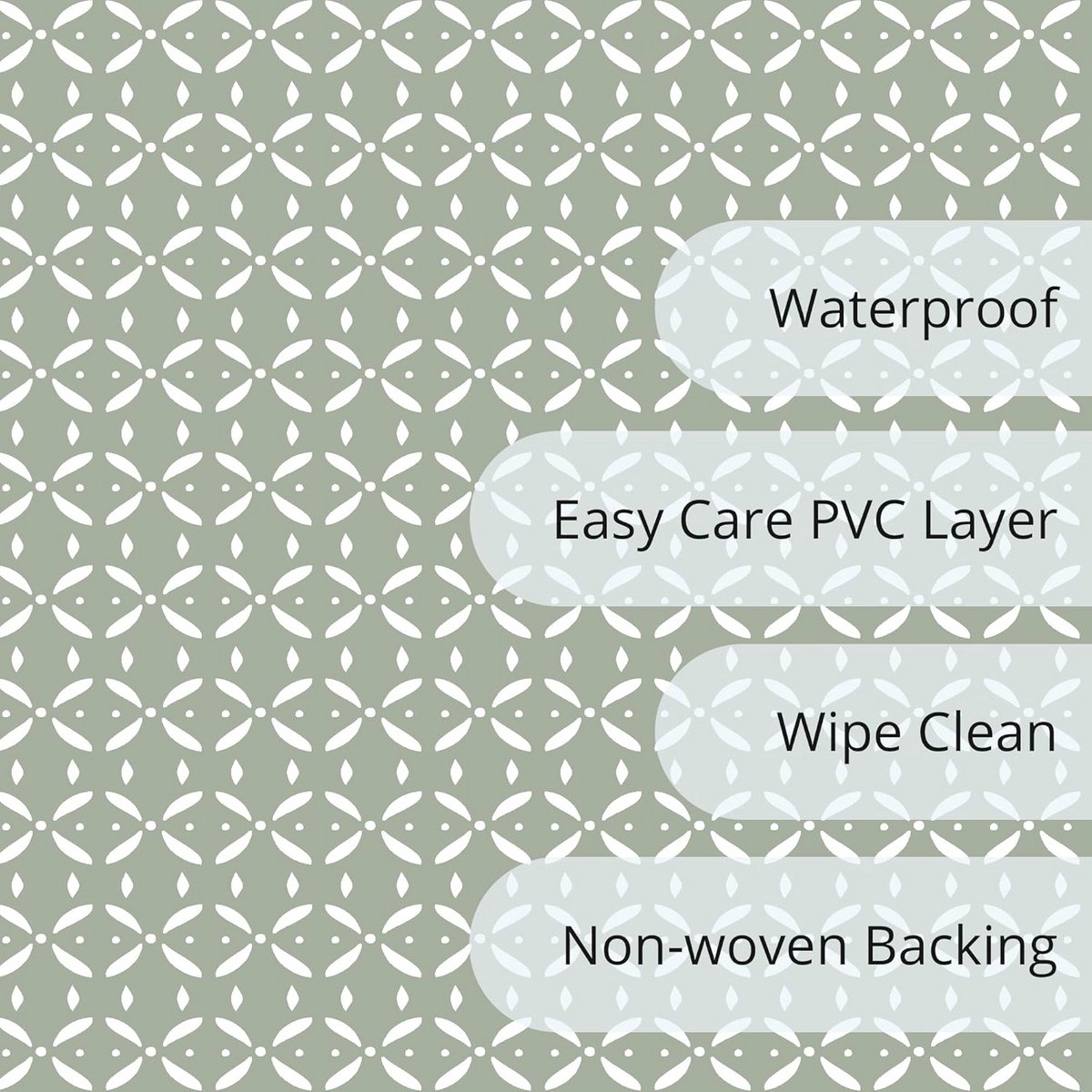 Rechthoekig PVC Tafelkleed Sage Groen 140x200 cm Wasbaar