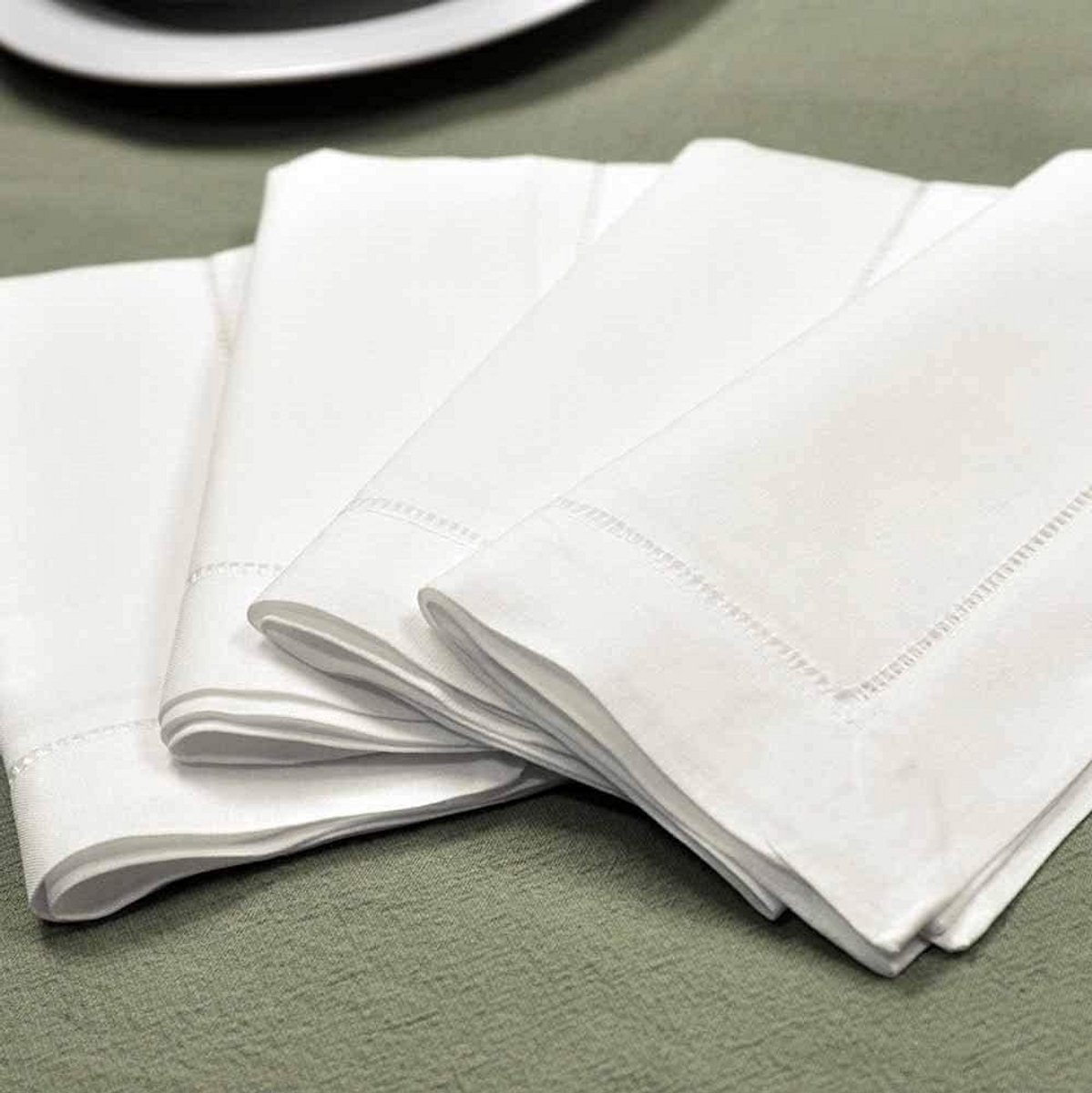12 Stuks Katoenen Slub Diner Servetten - Wit 45x45 cm