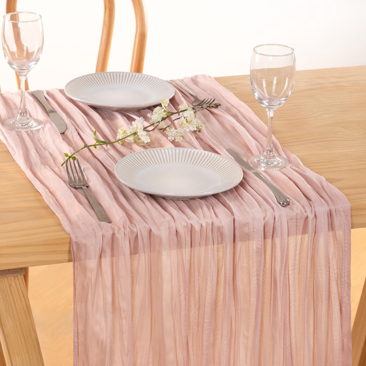Set van 8 Dusty Roze Kaasdoek Tafelloper 3 Meter Rustieke Herfstdecoratie