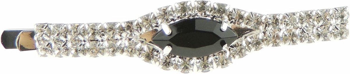 Kleine Zwarte Haarclip Met Kristallen Diamanten Glans