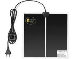 LayZyEgg® Warmhoudmat 28x28 cm 14W - Ideaal voor Deeg Rijzen, Zuurdesem & Fermentatie - Met Dimmer/Temperatuurregelaar - ook geschikt voor reptielen en kuikens, vogels - warmtemat desemstarter