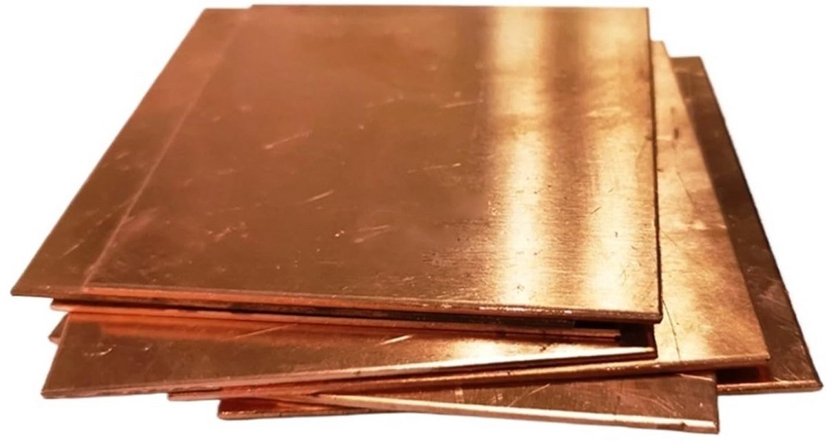 Koperplaat - Metaalplaat Cu - Ambachtelijke Projecten - Goed Vervormbaar - 200 x 200 x 1.5 mm - Koper