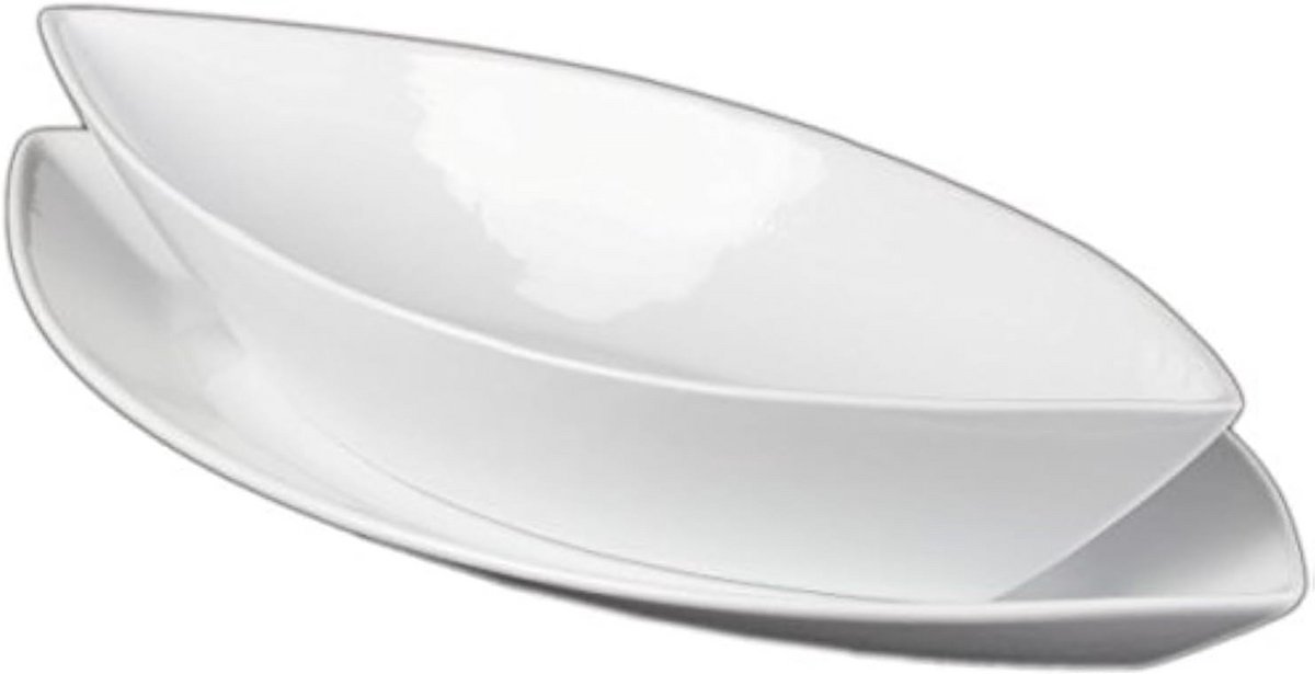 Ovale Serveerschaal 'Bateau' 40x20 cm Wit Porselein - Schaal voor Vis en Hapjes