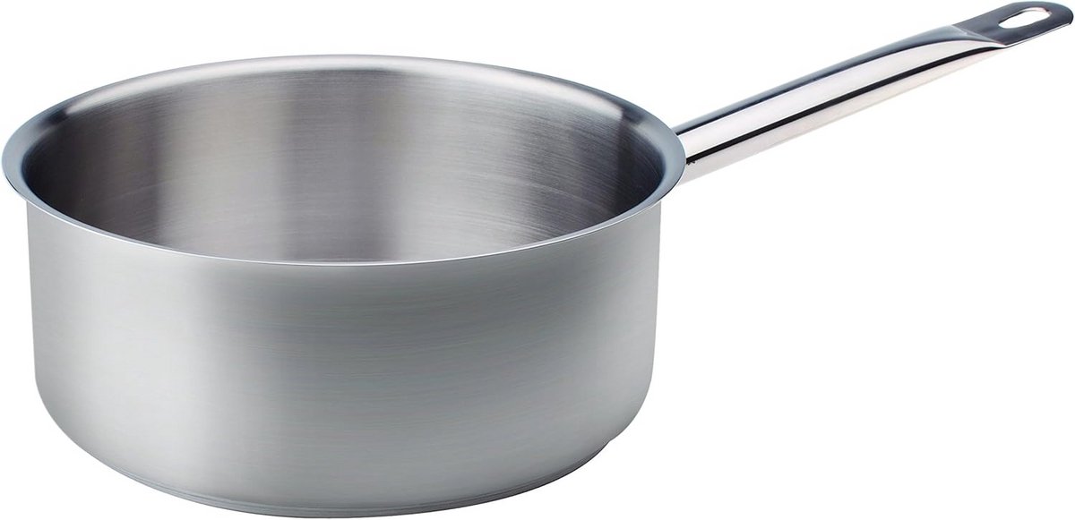 Rvs Casserole Pan met Deksel - Lage Kookpan 20 cm