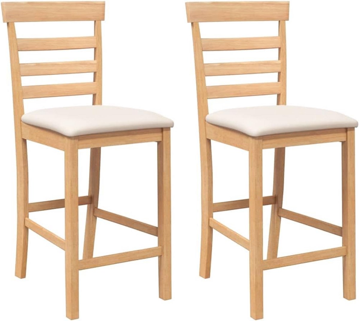 Set van 2 Houten Barkrukken met Kussens voor Keuken en Bar
