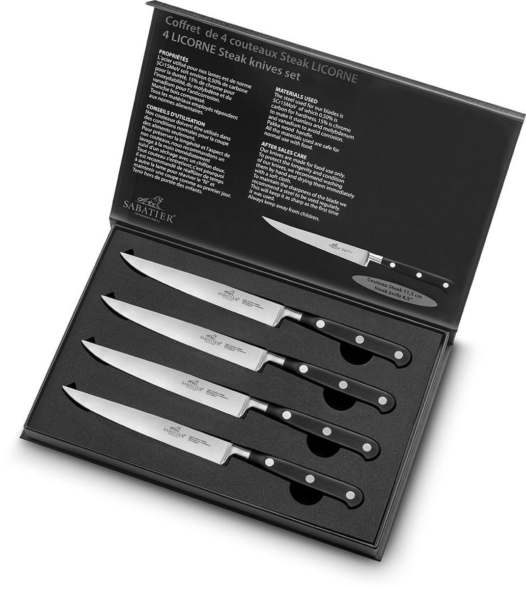 Lion Sabatier Steakmessen 4-delig Licorne