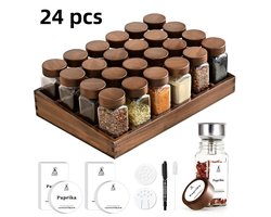 Kruidenpotjes Set met Acacia Houten Rek – Verticale Lade met Gelabelde Potjes & Kruidenlabels – Ruimtebesparend voor Kast of Keuken 24