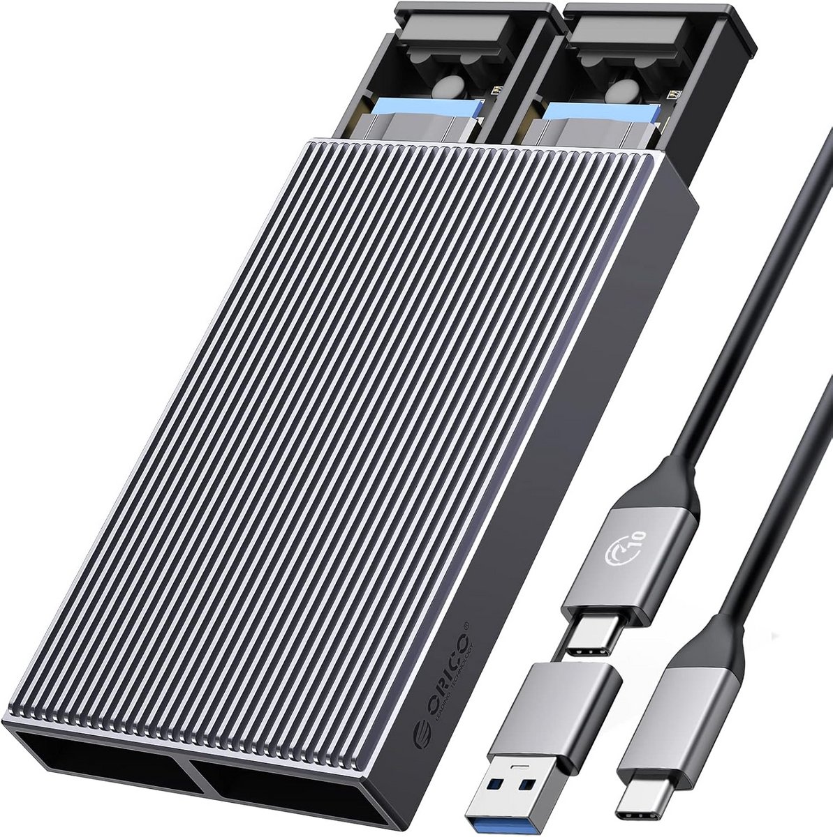 Dubbele NVMe SSD Behuizing USB-C 10Gbps met Gereedschapsloze Installatie en Koeling