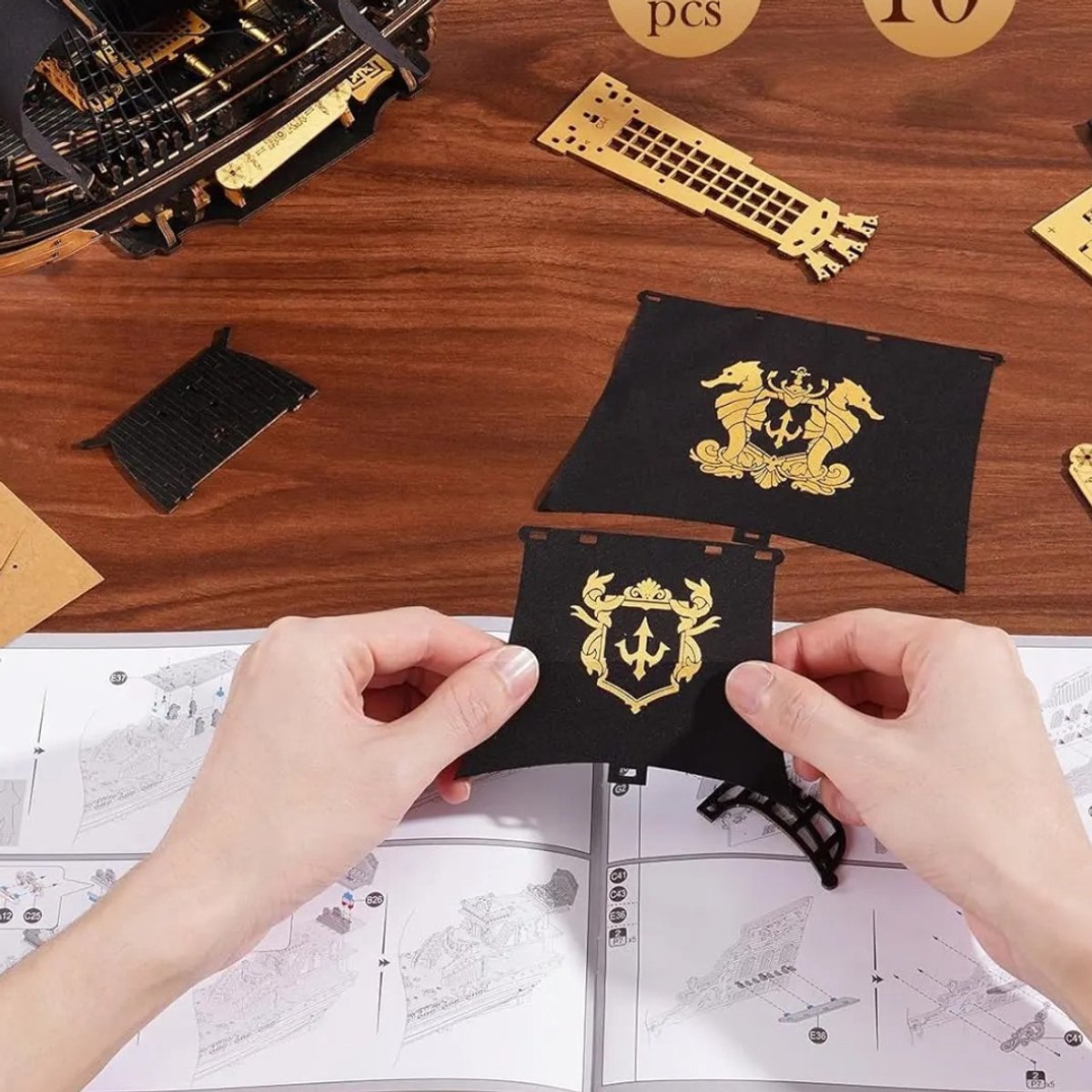 HHHK - Houten 3D Puzzel Piratenschip - 3d Puzzel Hout - 3d Puzzle - Boot - Bouwpakketten Volwassenen - Houten Puzzel - Puzzel — afbeelding 4