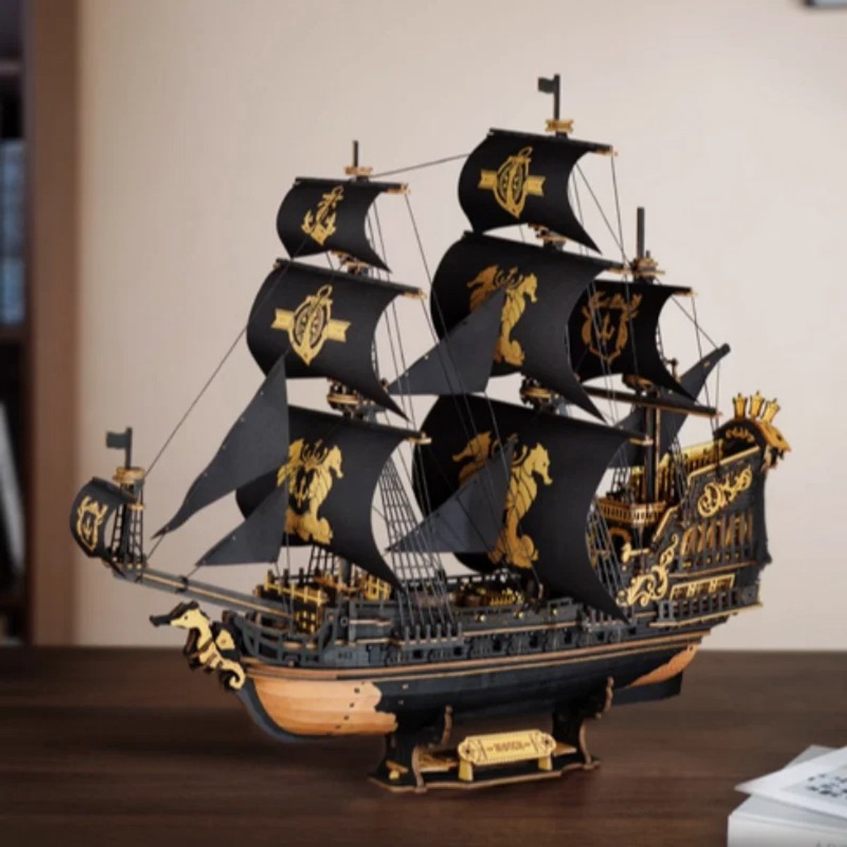 HHHK - Houten 3D Puzzel Piratenschip - 3d Puzzel Hout - 3d Puzzle - Boot - Bouwpakketten Volwassenen - Houten Puzzel - Puzzel — afbeelding 6