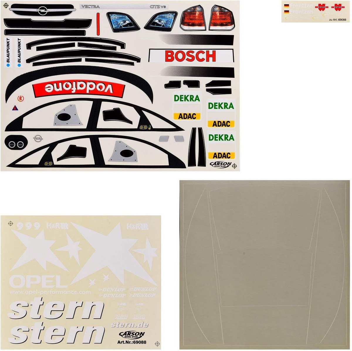 Sticker set voor schaalmodel auto 1:10 Opel Vectra GTS DTM racer