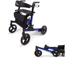 Parvum Riva Rollator - Dubbel opvouwbaar en lichtgewicht (6,6kg) - Incl. stokhouder, tas & rugleuning - Blauw