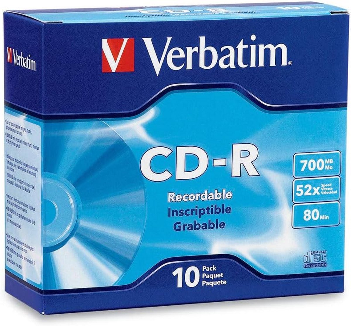 CD-R Opname Discs 700MB 10 Stuks in Jewel Case 52x Snelheid