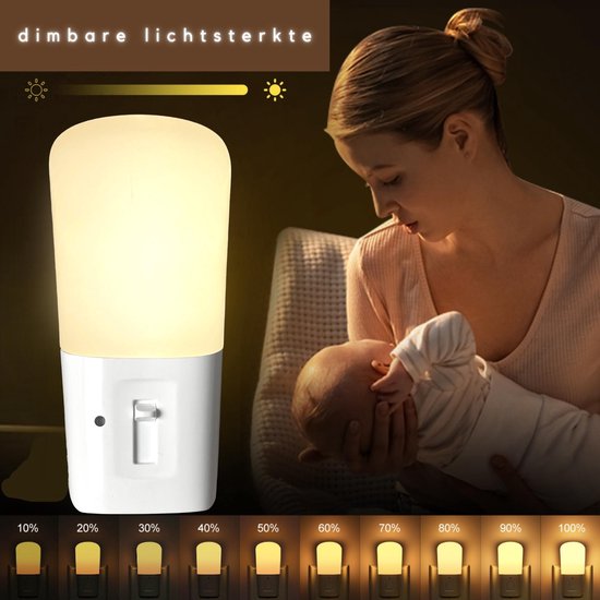 Fienosa Nachtlampje Stopcontact met Dag & Nacht Sensor - Dimbaar Warm Wit Licht - Voor Kinderkamer, Baby & Volwassenen van Merkloos — afbeelding 5