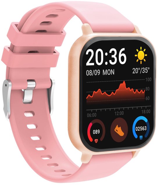 Denver Smartwatch – Android iOS – Notificaties – Sporthorloge – Hartslagmeter – Saturatiemeter – Slaapmonitor – SWC176RO – Roze