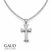 Kruis Ketting GAUD – Zilverkleurig Stainless Steel – 60 cm Herenketting – Met Zirkonia Stenen – Inclusief Cadeaudoos