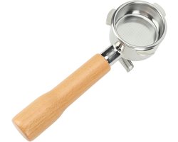 Espresso koffieportafilter van 54 mm met houten handvat en dubbele uitloop