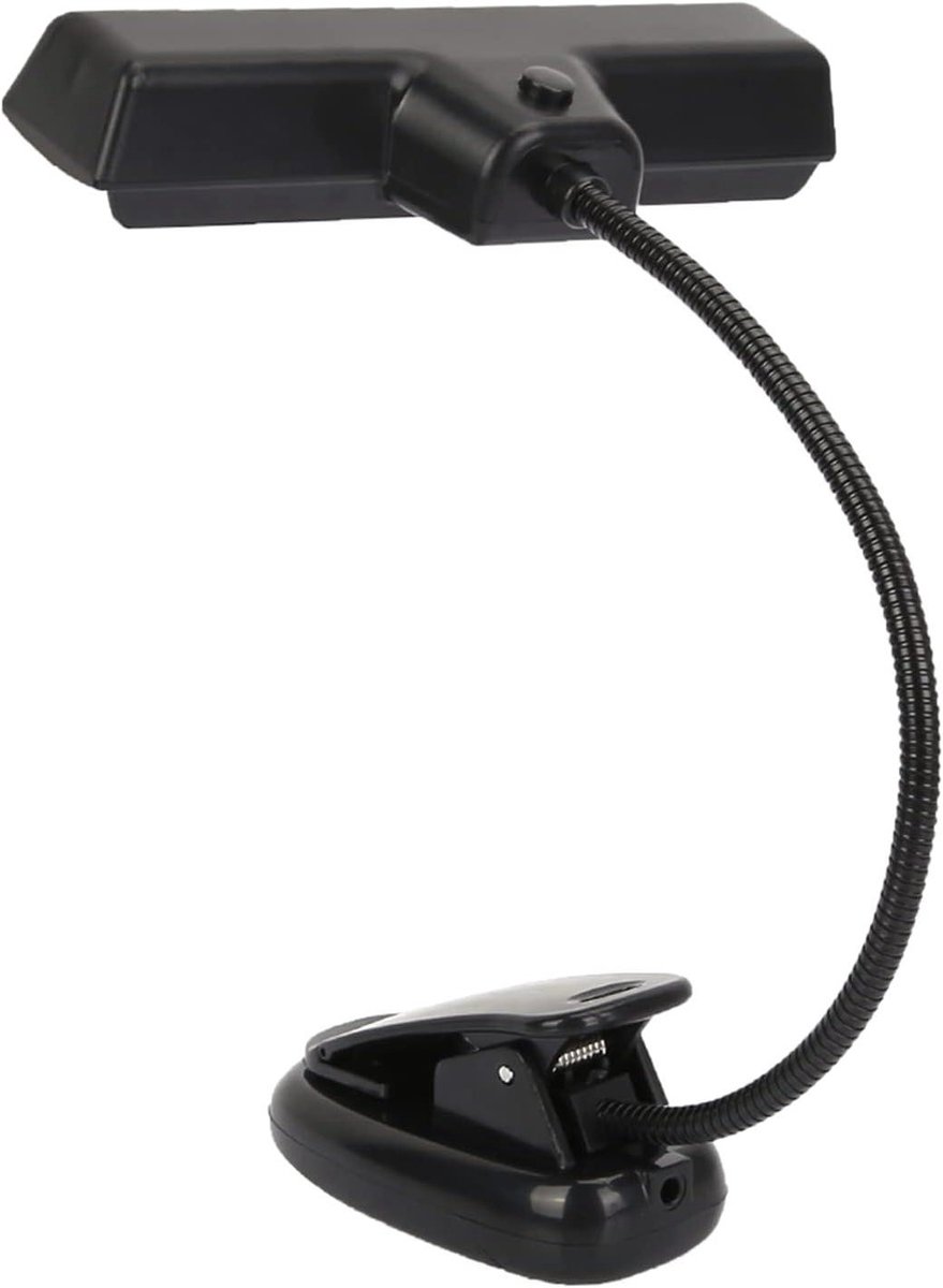 Draagbare muziekstandaard lamp met clip en 360 graden verstelbaar - zwart - USB oplaadbaar