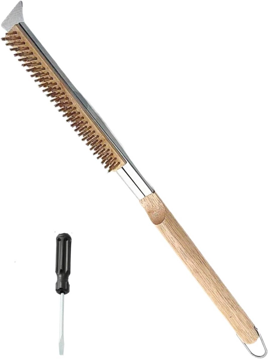 21 Inch Pizzaoven Borstel met Schraper en Messing Borstels voor Grill en BBQ Reiniging