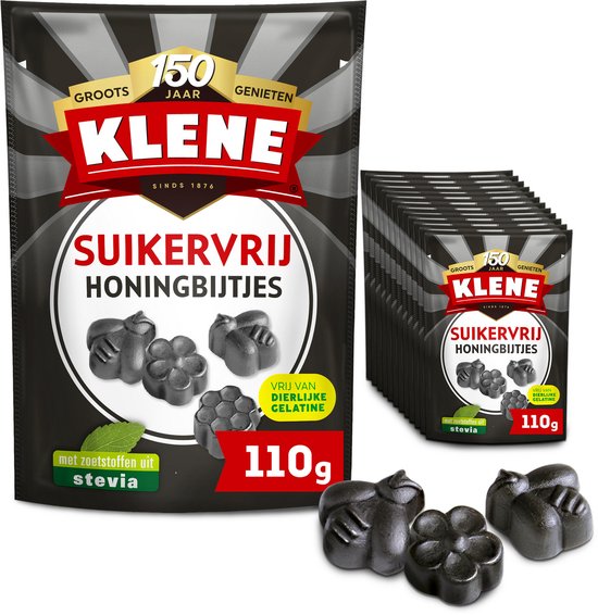 Zwarte honingbijtjesdrop, suikervrij met stevia. 150 jaar genieten. 110g.