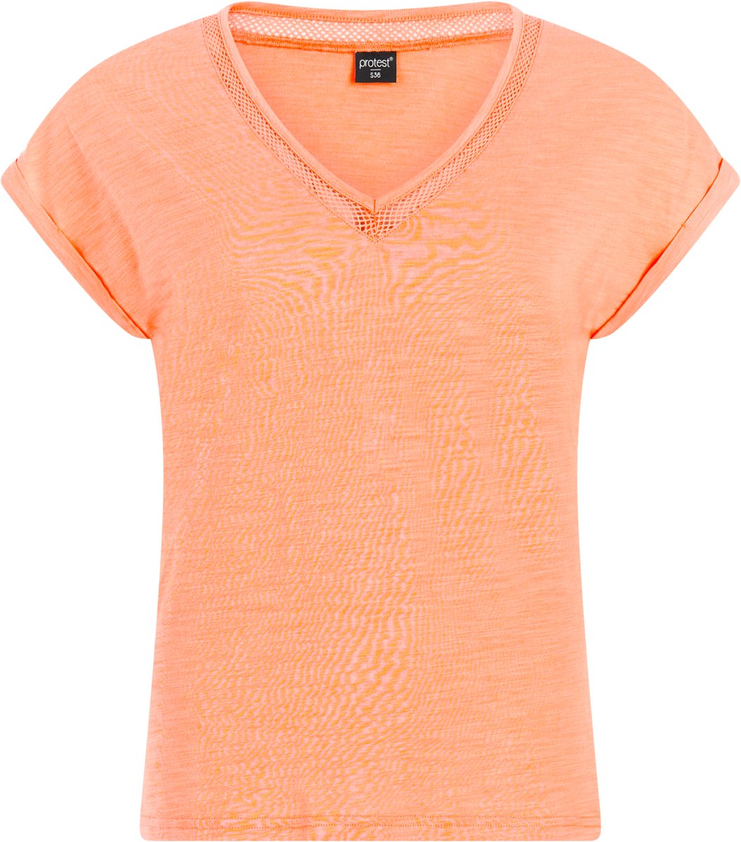Protest PRTMondaysi – T shirt Dames – Korte mouwen – V hals – Loose fit Cantaloupe Ii