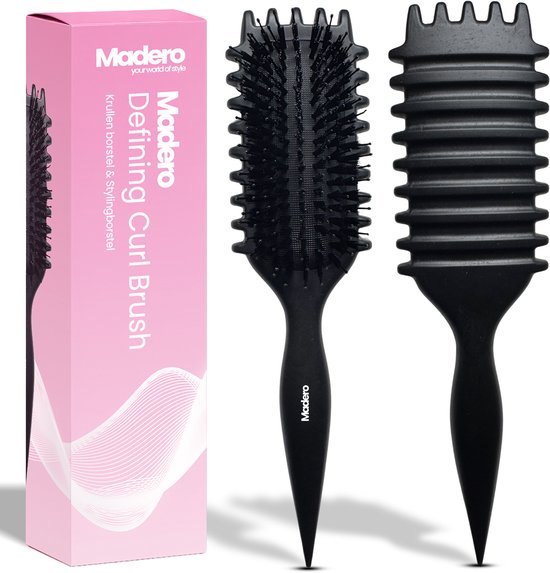 Madero Curl Brush – Define Brush Curl – Krullen borstel & Stylingborstel – Voor alle haartypes – Haarverzorging – CG-methode geschikt – Curl Bounce Haarborstel – Zwart
