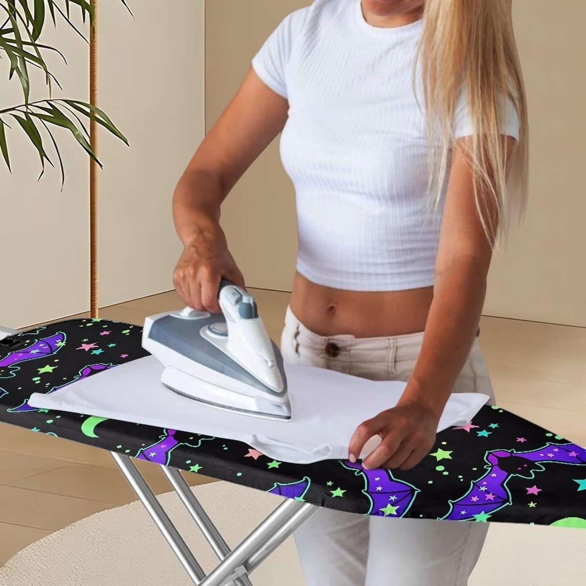 Universele Strijkbeschermhoes met Paars Vleermuizenprint - Halloween Decoratie