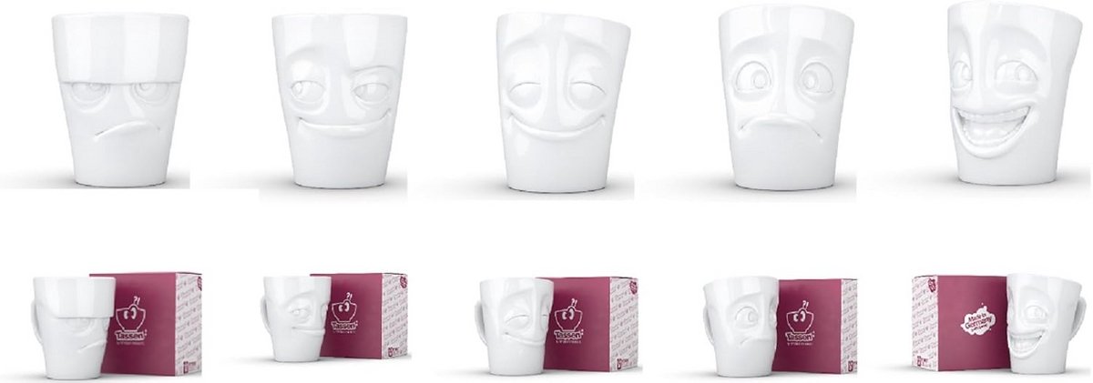 Set van 5 Koffiemokken met Handvat, Leuk en Groot, 350 ml