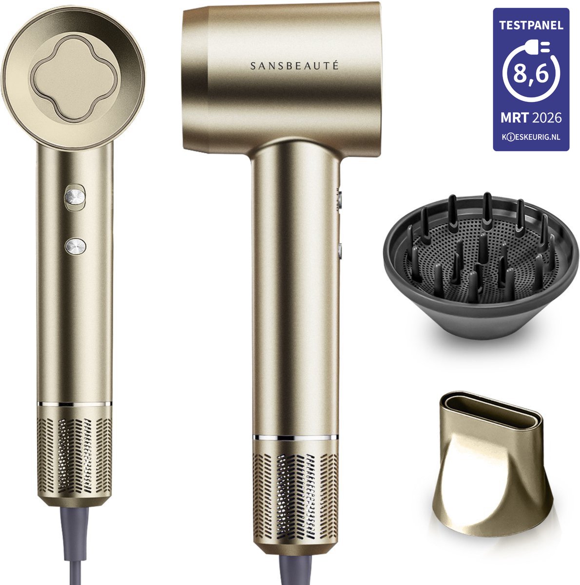 Sansbeauté Föhn met Diffuser - Krullen - 110.000RPM - Sansbeauté® - €86,62