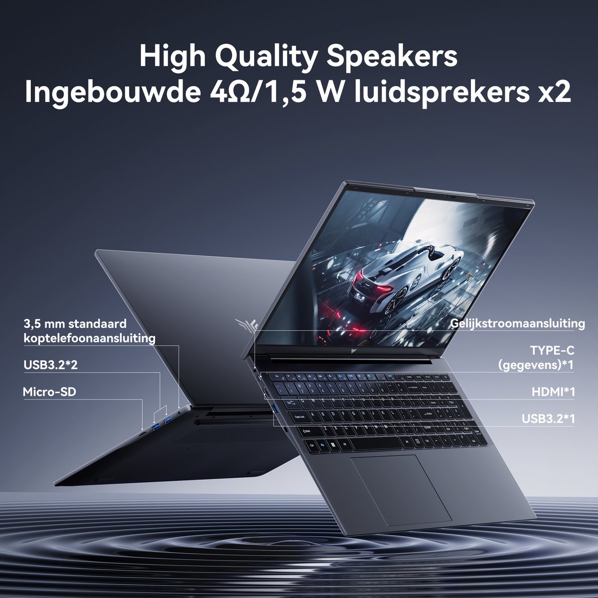ACEMAGIC AX17Pro 17.3 Zoll FHD Laptop - Ryzen 4300U Processor tot 3.7GHz (Beat N-95) - 16GB DDR4 512GB SSD - WiFi 5 - BT5.0 - Grijs — afbeelding 5