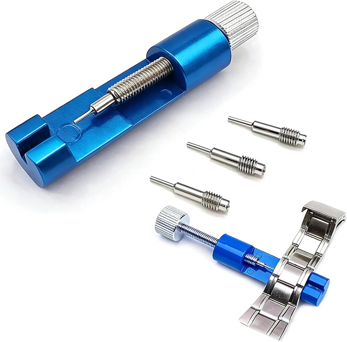 Link Verwijder Tool - Horloge Link Verwijder Kit - Inclusief 3 Extra Pinnen - Aluminium Legering - Draagbare Horloge Band Verwijderaar - Horloge Band Link Pin