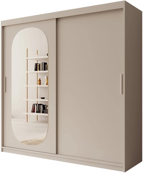 Meubles - Armoire Bodhi - Beige - 200 cm - Avec miroir