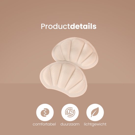Twee beige hielbeschermers met schubachtig patroon, comfortabel, duurzaam, lichtgewicht.