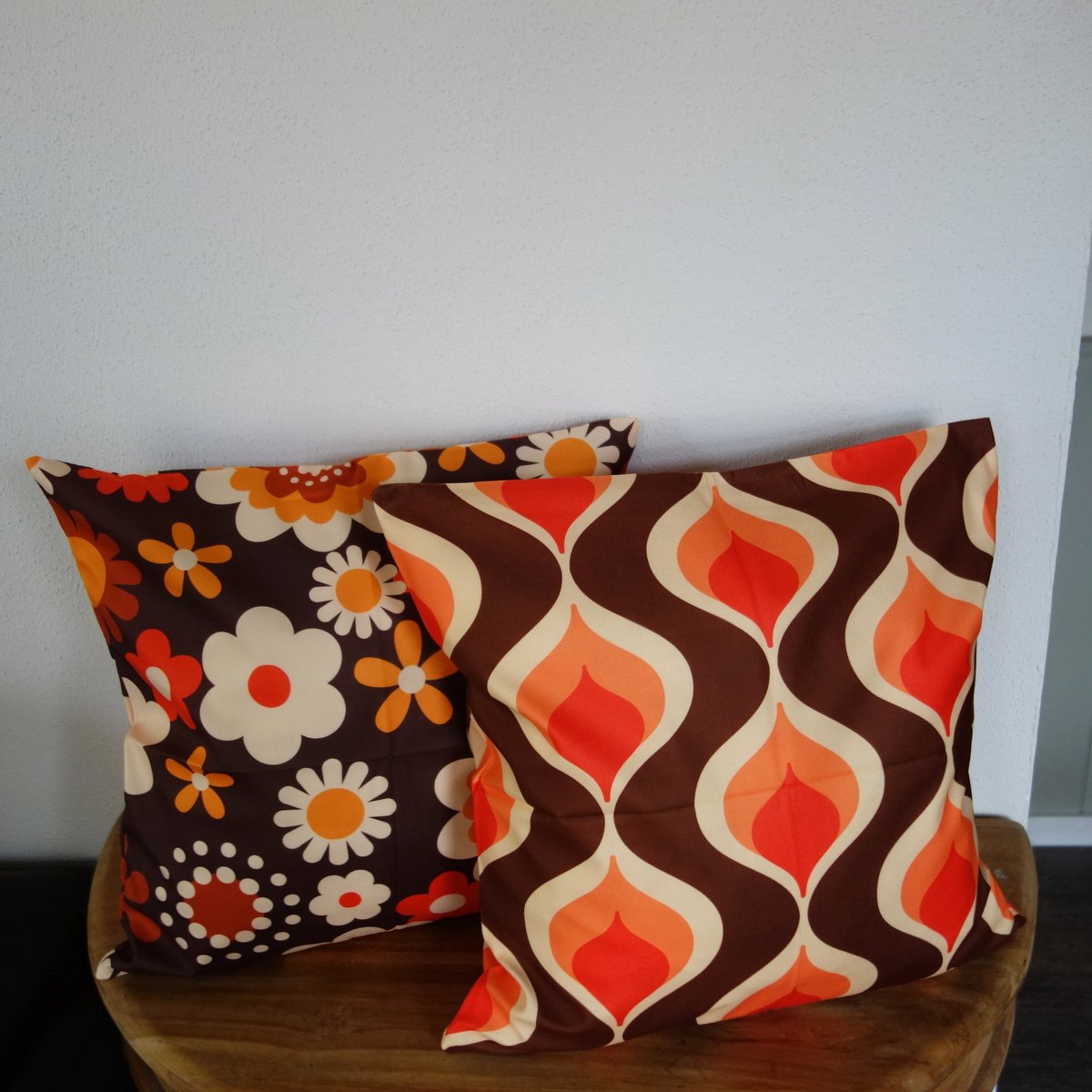 Kussenhoezen - Retro kussenhoes set van 2 - Formaat 45 x 45 cm - Exclusief binnenkussen