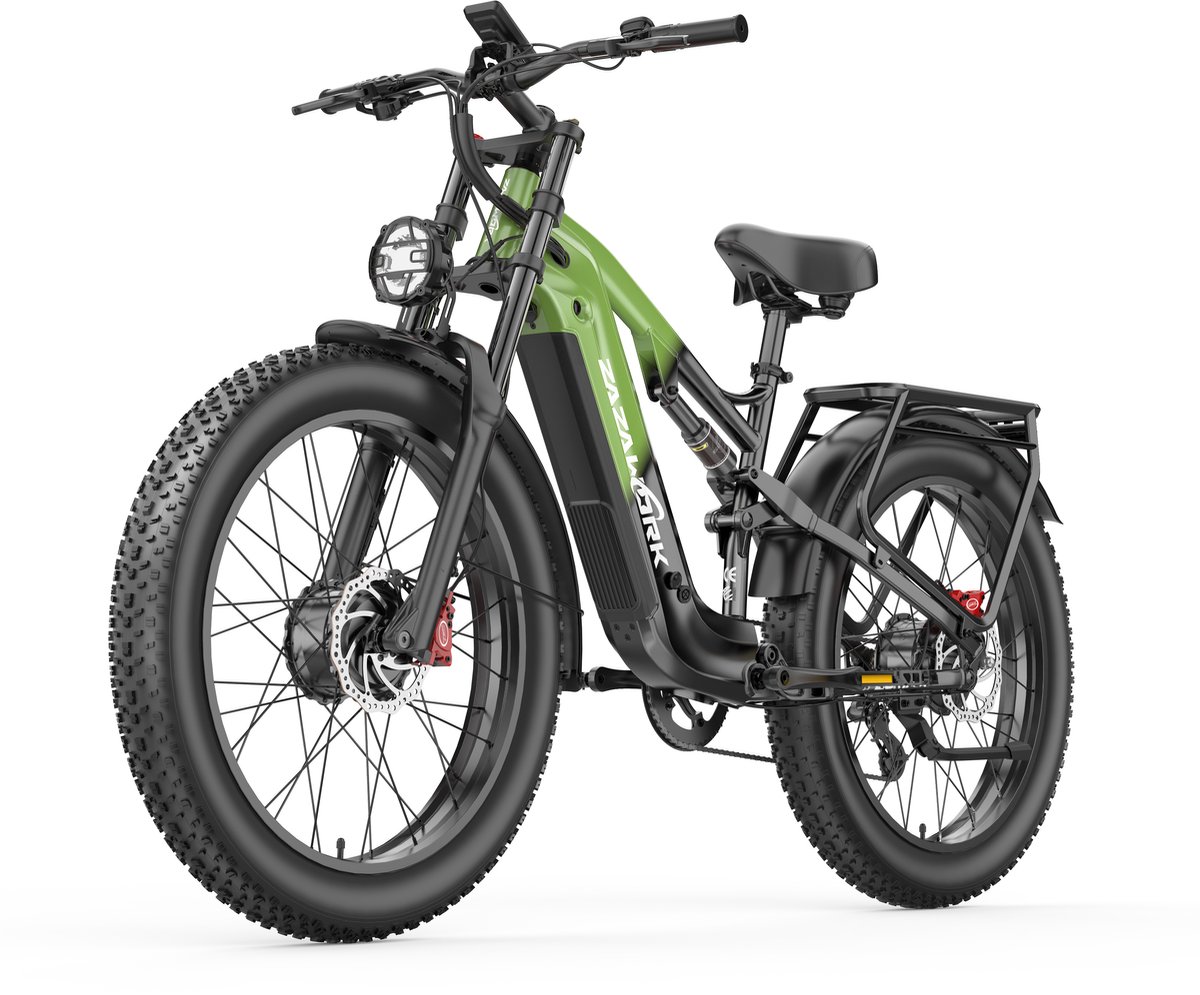 ZAZAWORK CF26 MAX Elektrische Fiets - Trendy 26*4.0 Inch Fatbike - Mountain Snow EBike met Afneembare 48V 25Ah Lithium Batterij - City Commuter E-Bike met 250W Motor - 7 Versnellingen - Groen