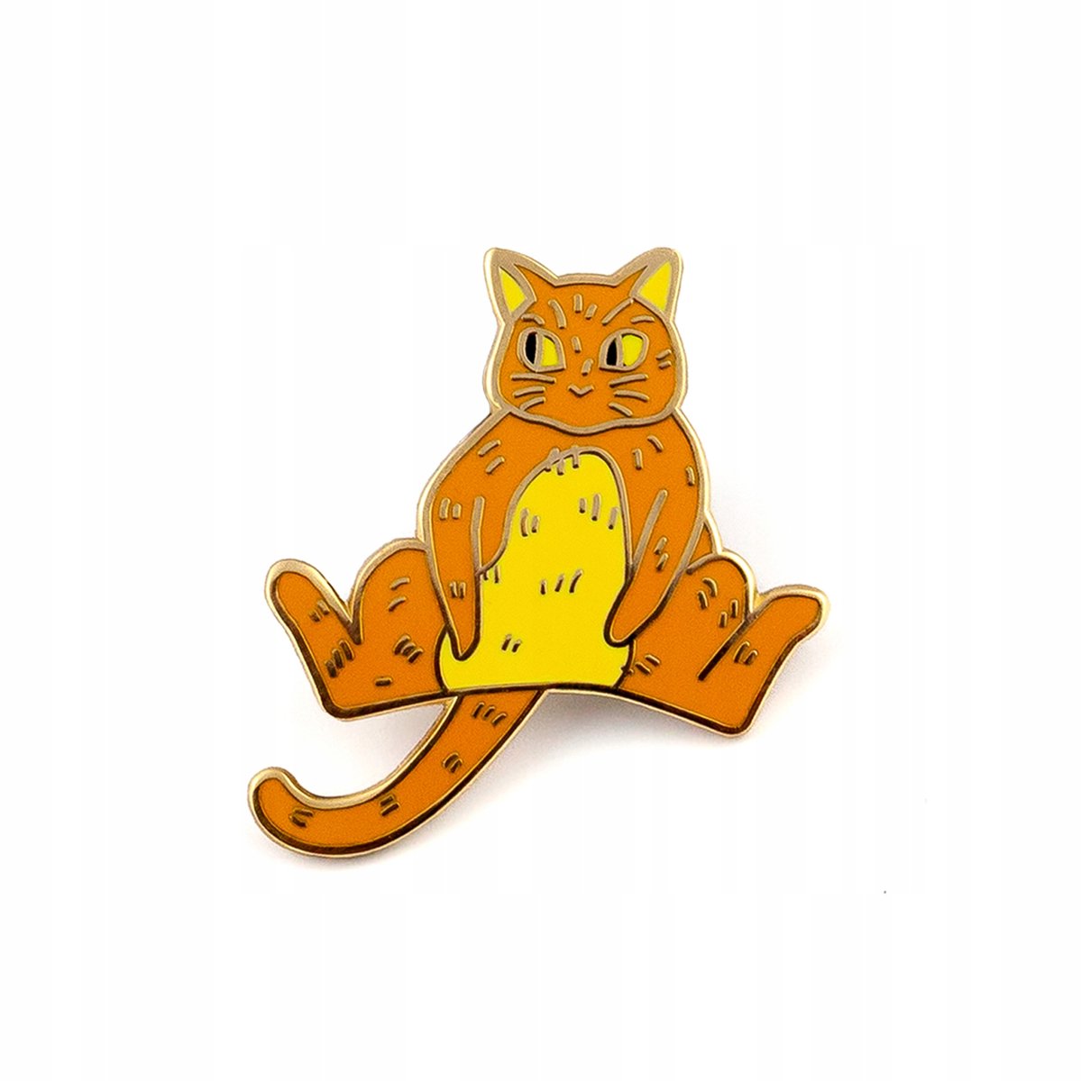Pinets Animals Serie - Dames Broche - Grappige Kat - 14K Verguld - Hard Emaille
