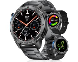 Synyq GPS Pro - GPS Smartwatch Heren - 51mm - AMOLED Scherm - 3 Bandjes - 5ATM Waterdicht - Belfunctie - 170+ Sportmodi - Stappenteller - Hartslag, Slaapmeter - Smartwatch Heren - Horloge Heren - Sport Horloge - IOS & Android