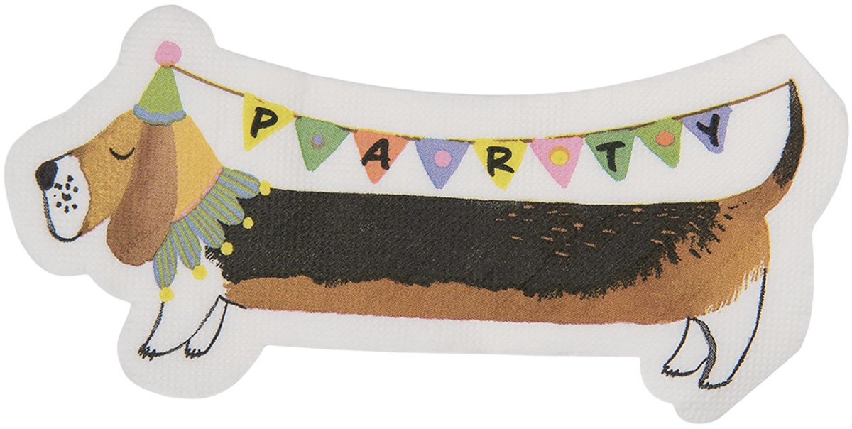 Clayre & Eef Servetten Papier Set van 20 Hond Wit Papier