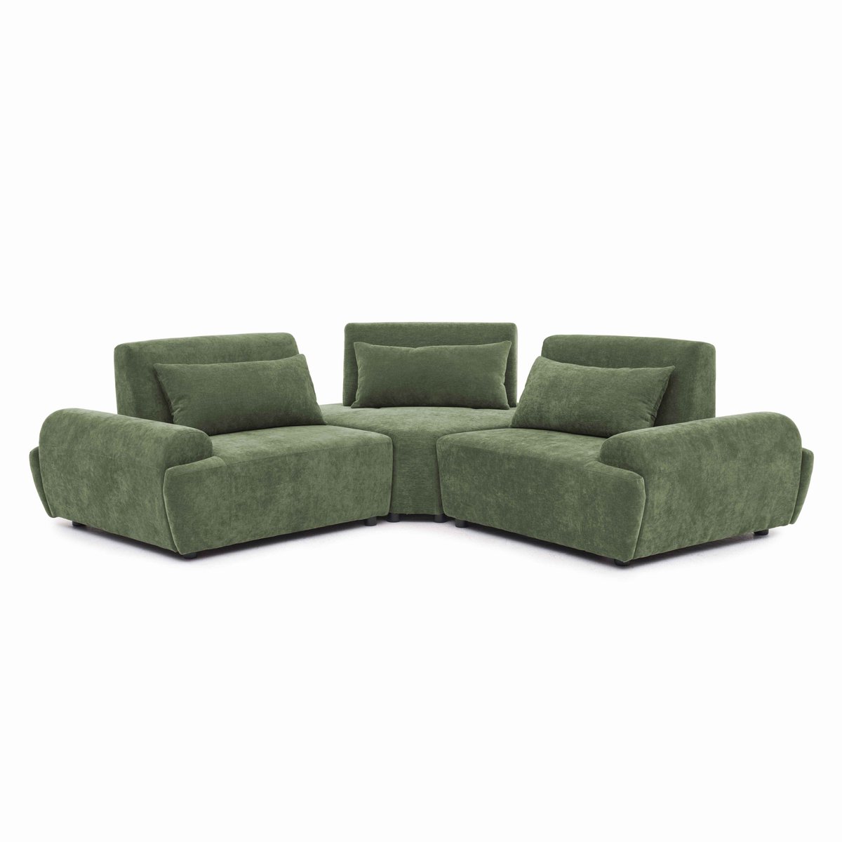 Oviala - Modulaire 3-zits hoekbank met verstelbare rugleuning 231 cm groen - Callisto